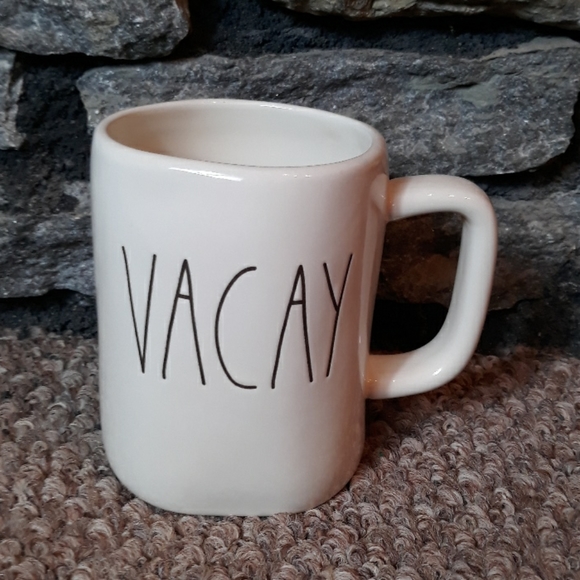Bundle of 2 Rae Dunn coffee mugs VACAY  SNOOZE - Picture 2 of 5